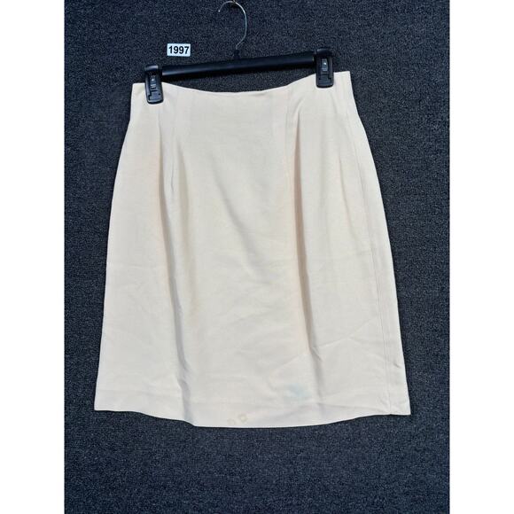 Tempo Paris Pencil Midi Skirt Womens Size 8 Beige Back Zip - Picture 1 of 6